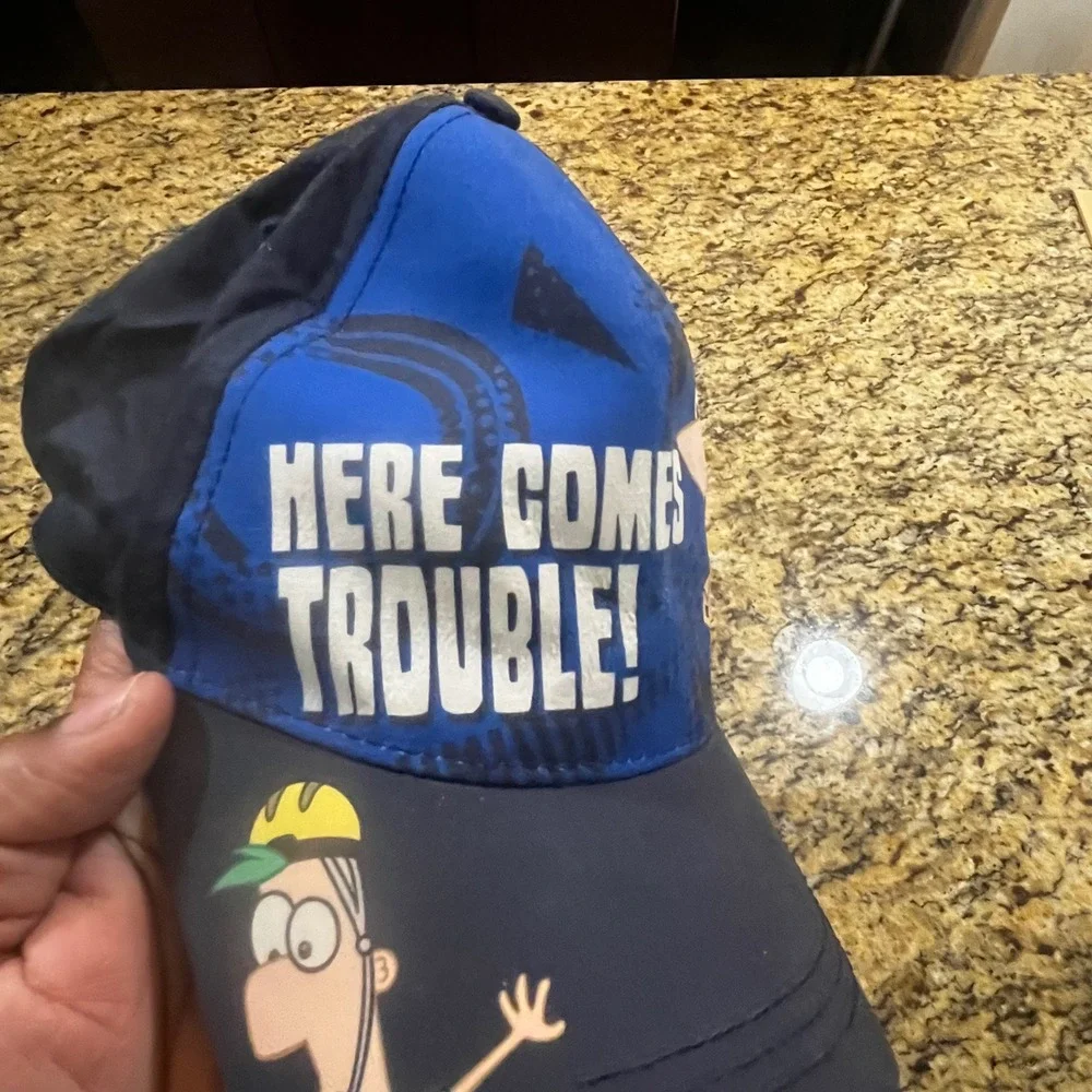 Disney Phineas and Ferb Here Comes Trouble‎ Kids Baseball Cap Hat Blue Navy